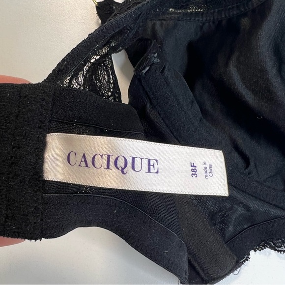 Cacique Black Lace Bra 38F - Picture 3 of 10